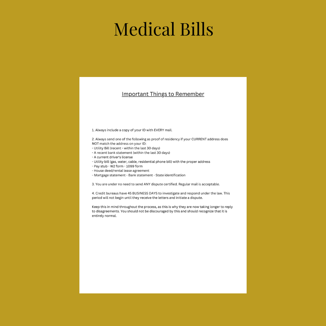 Medical Bill Letters
