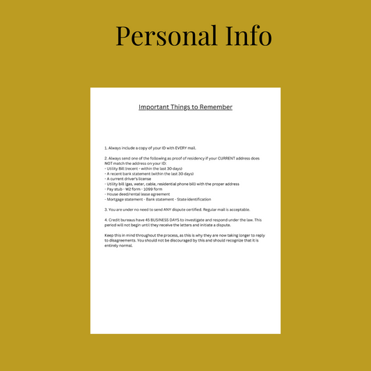 Personal Info Letter