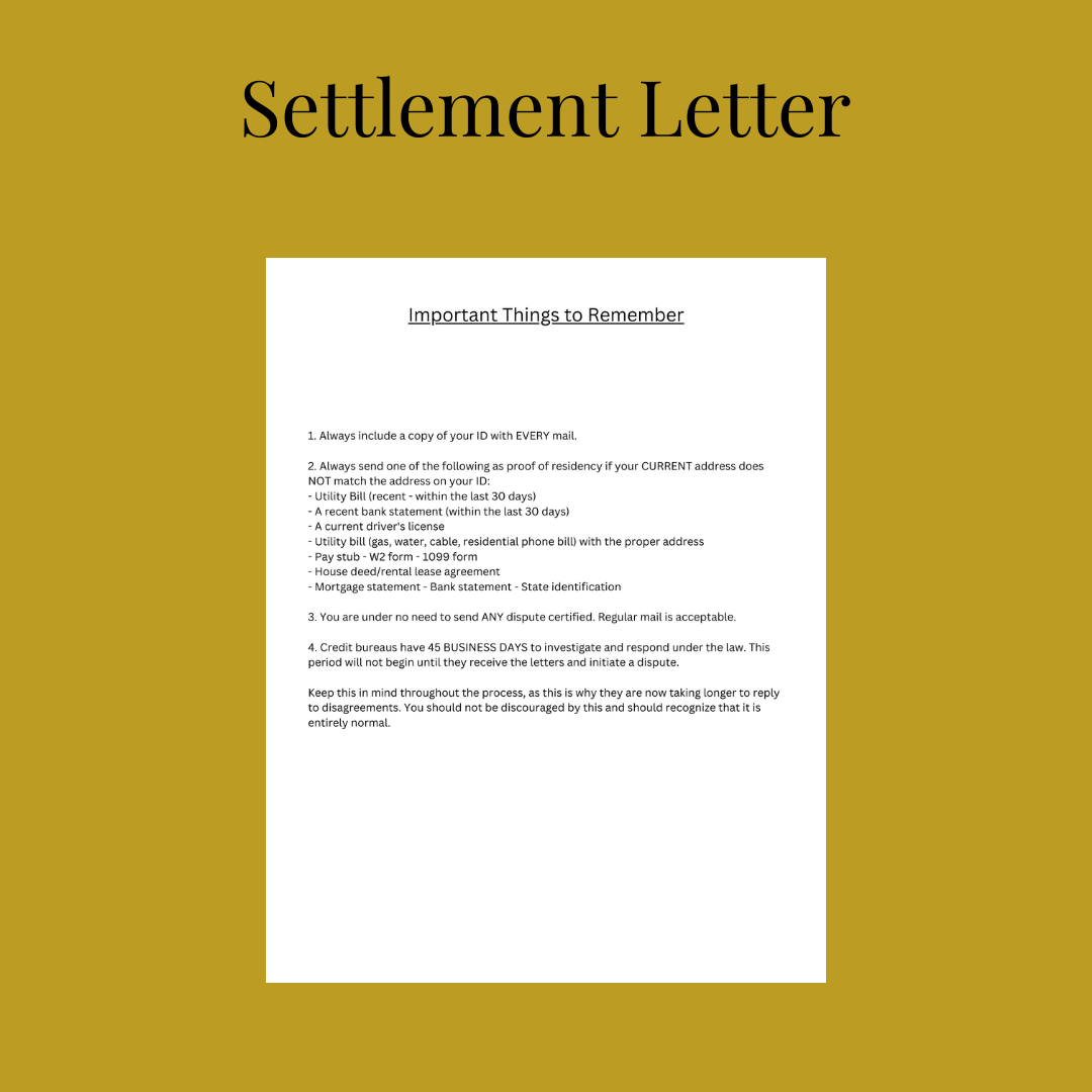 Debt Settlement Letters