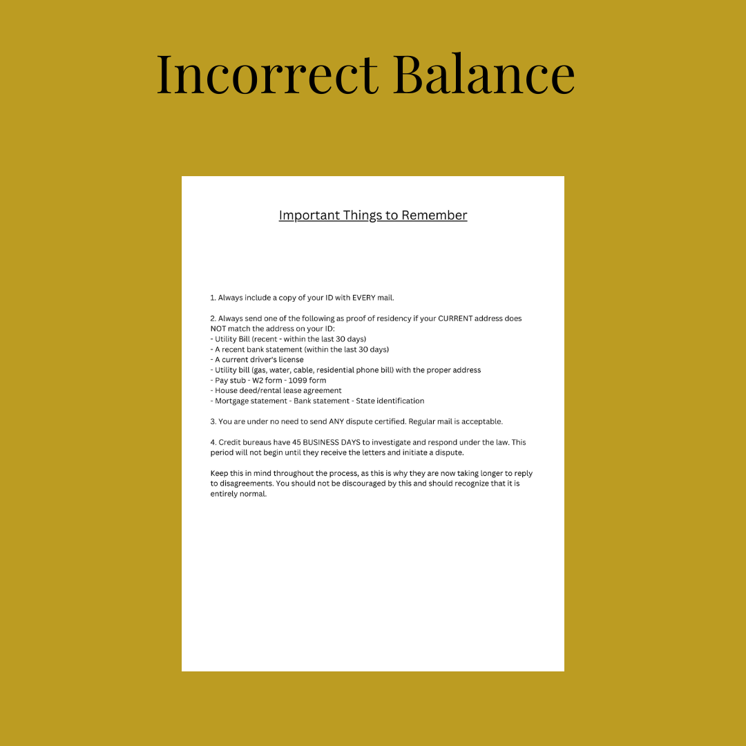 Incorrect Balance Letter