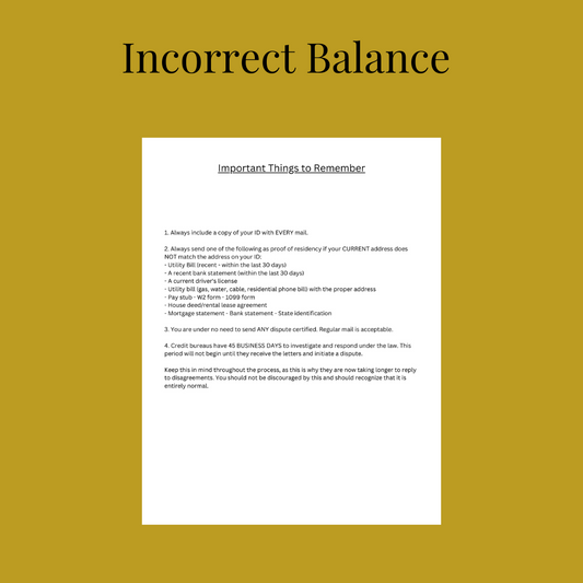 Incorrect Balance Letter